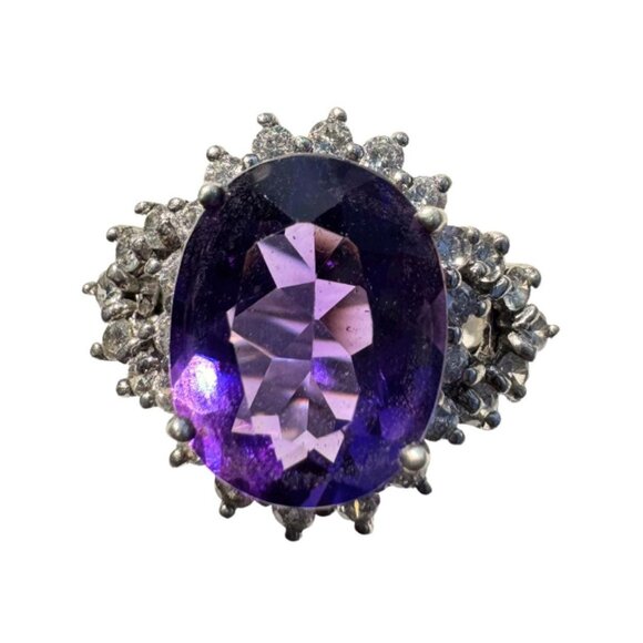 Vintage Amethyst Ring Sterling Silver - Size 5 - Picture 1 of 7
